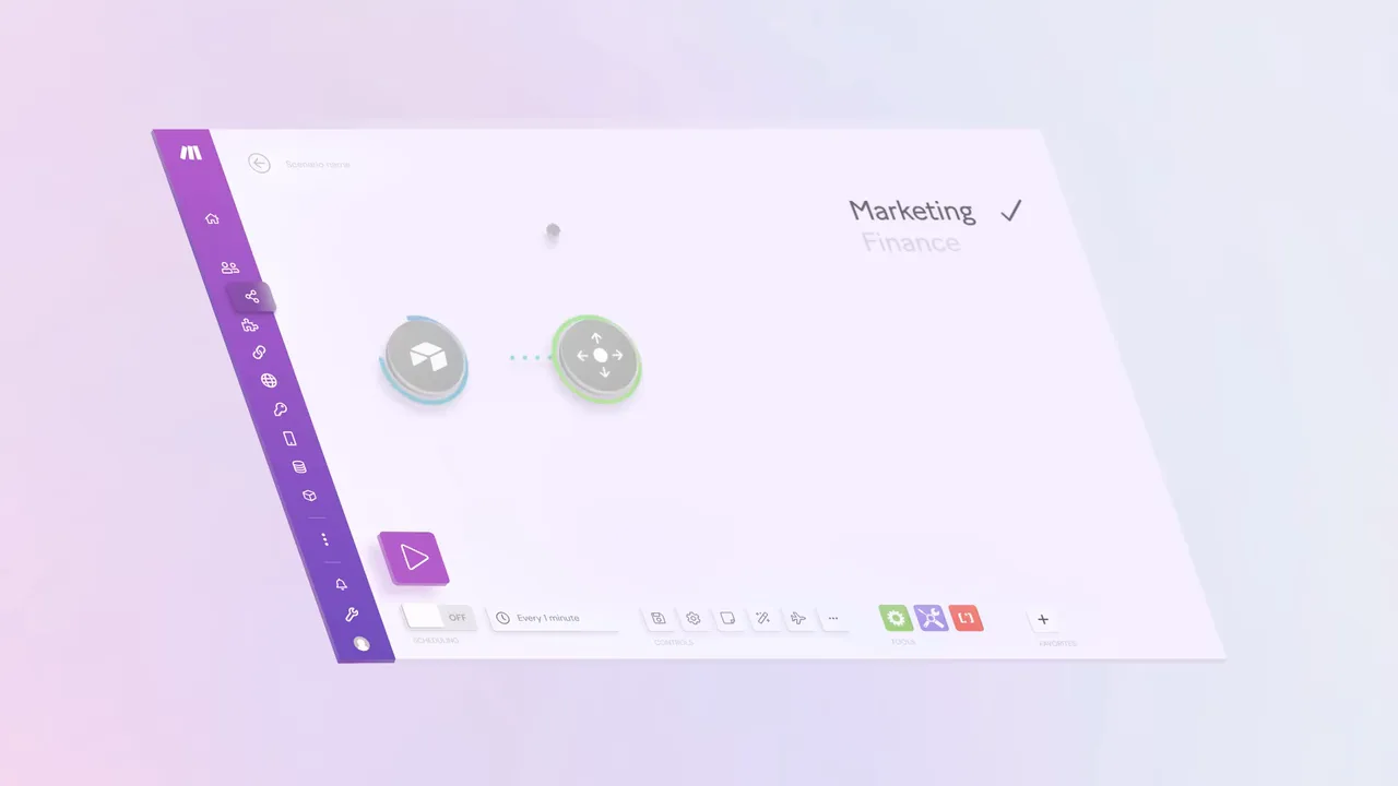 Make visual canvas with a growing automation network