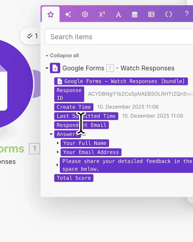 Make data mapping panel with form response fields